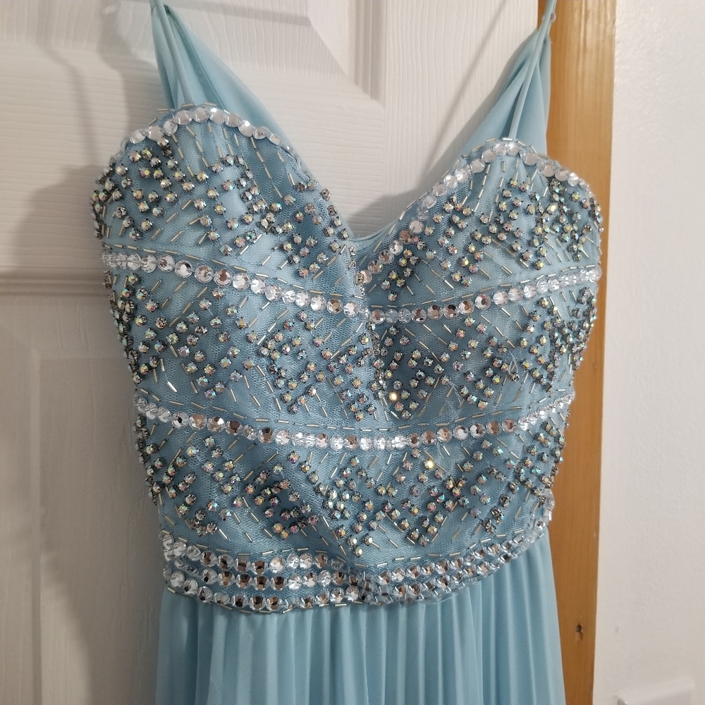 Rhinestone Blue Formal Dress